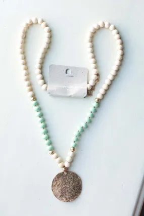 White Mint Gold Long Necklace