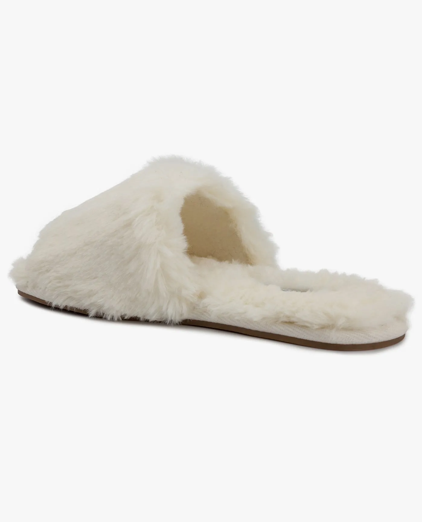 WOMENS LILLY OPEN TOE FAUX FUR SLIPPER