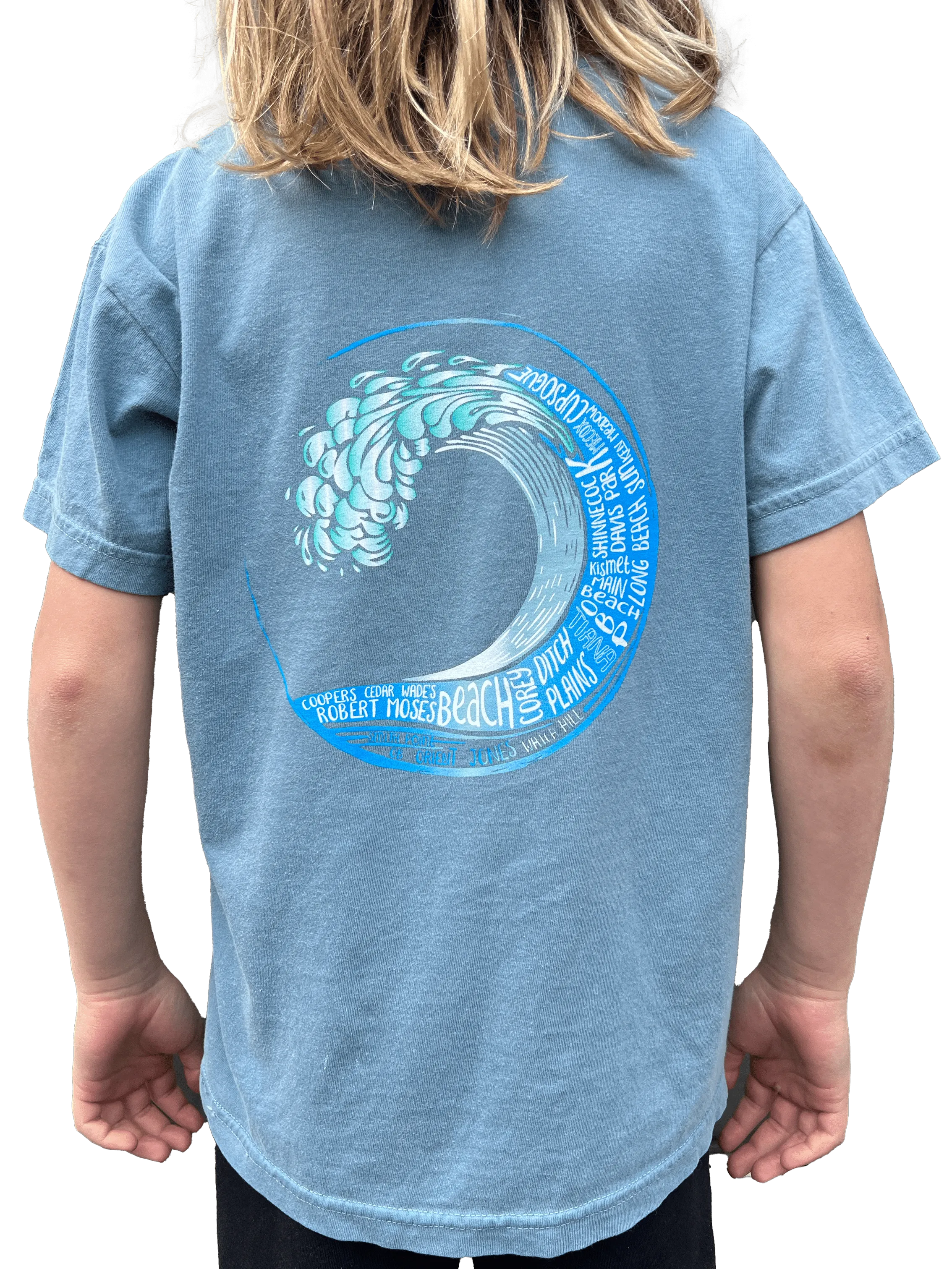 Youth Long Island Strong Beach Wave Tee (Ocean Blue)